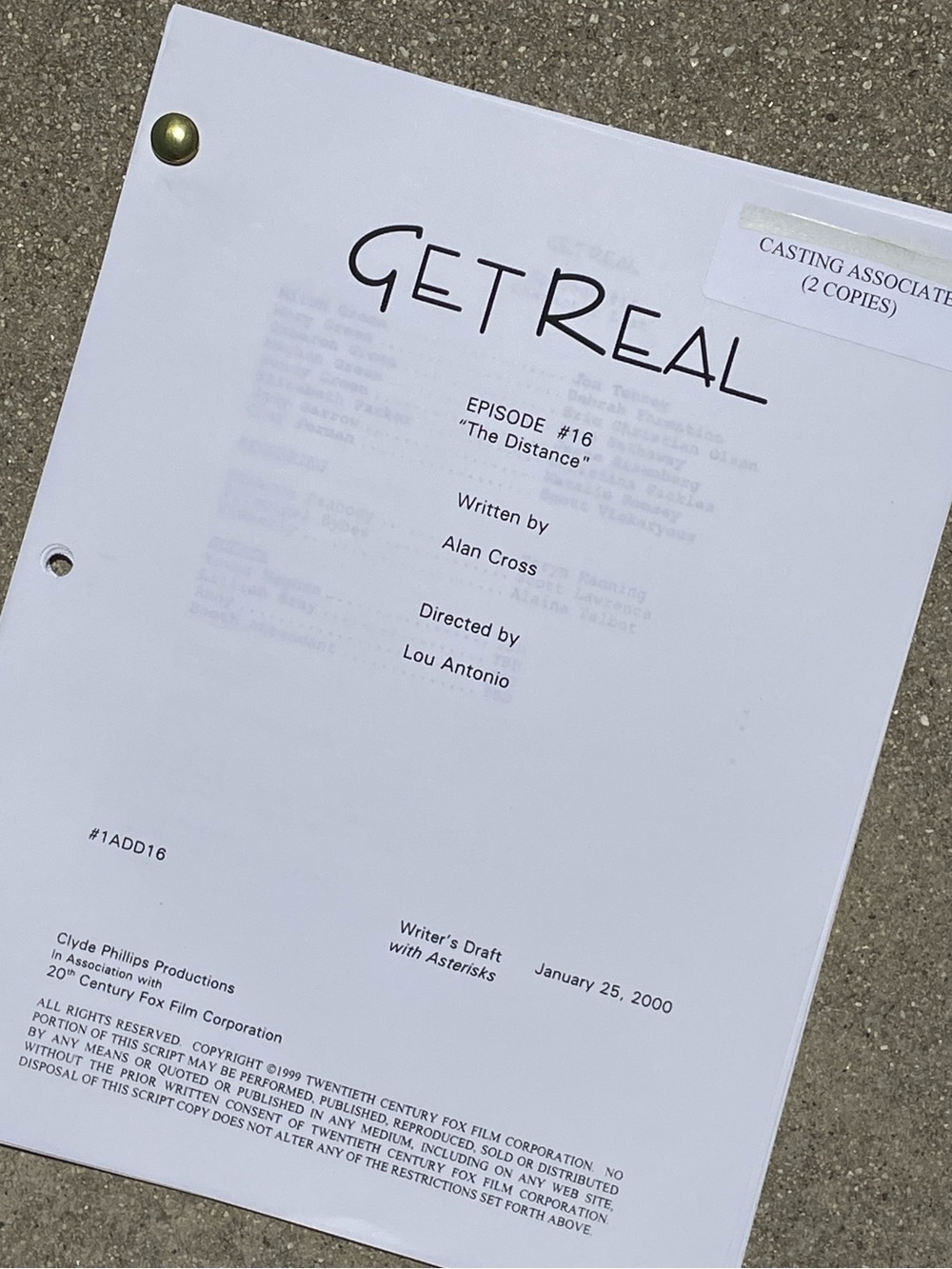 Get Real 90s TV Series Anne Hathaway Eisenberg EOC Production Used Script #16